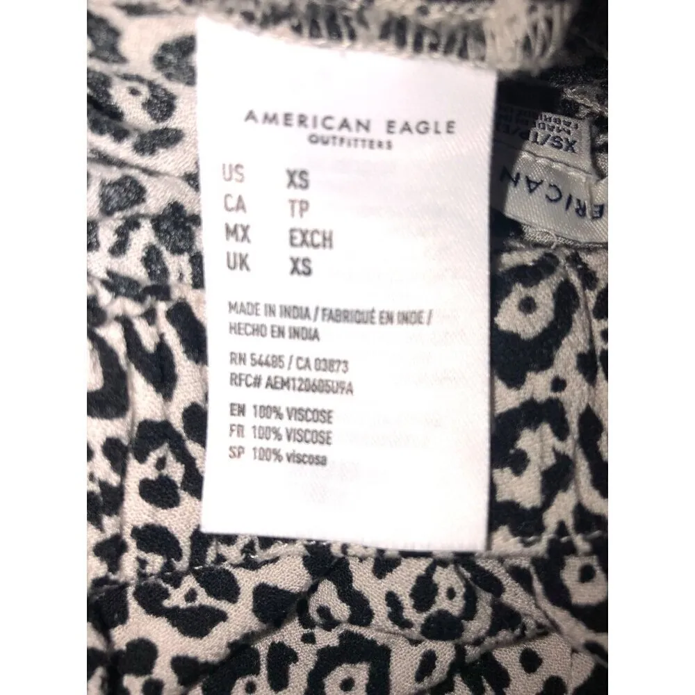 American Eagle Leopard Print Skirt Size XS Cheetah Mini Ruffled Black White Mini - Image 6