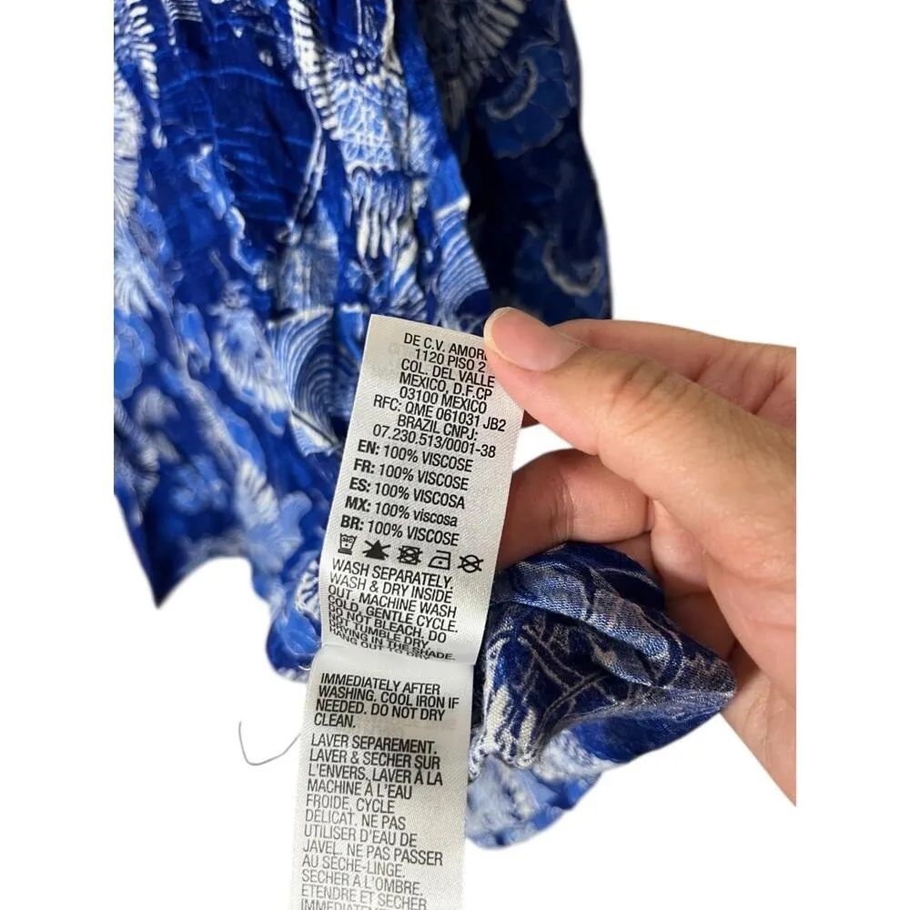 Roxy Blue Floral Print Long Sleeve Button Front Romper Large - Image 7