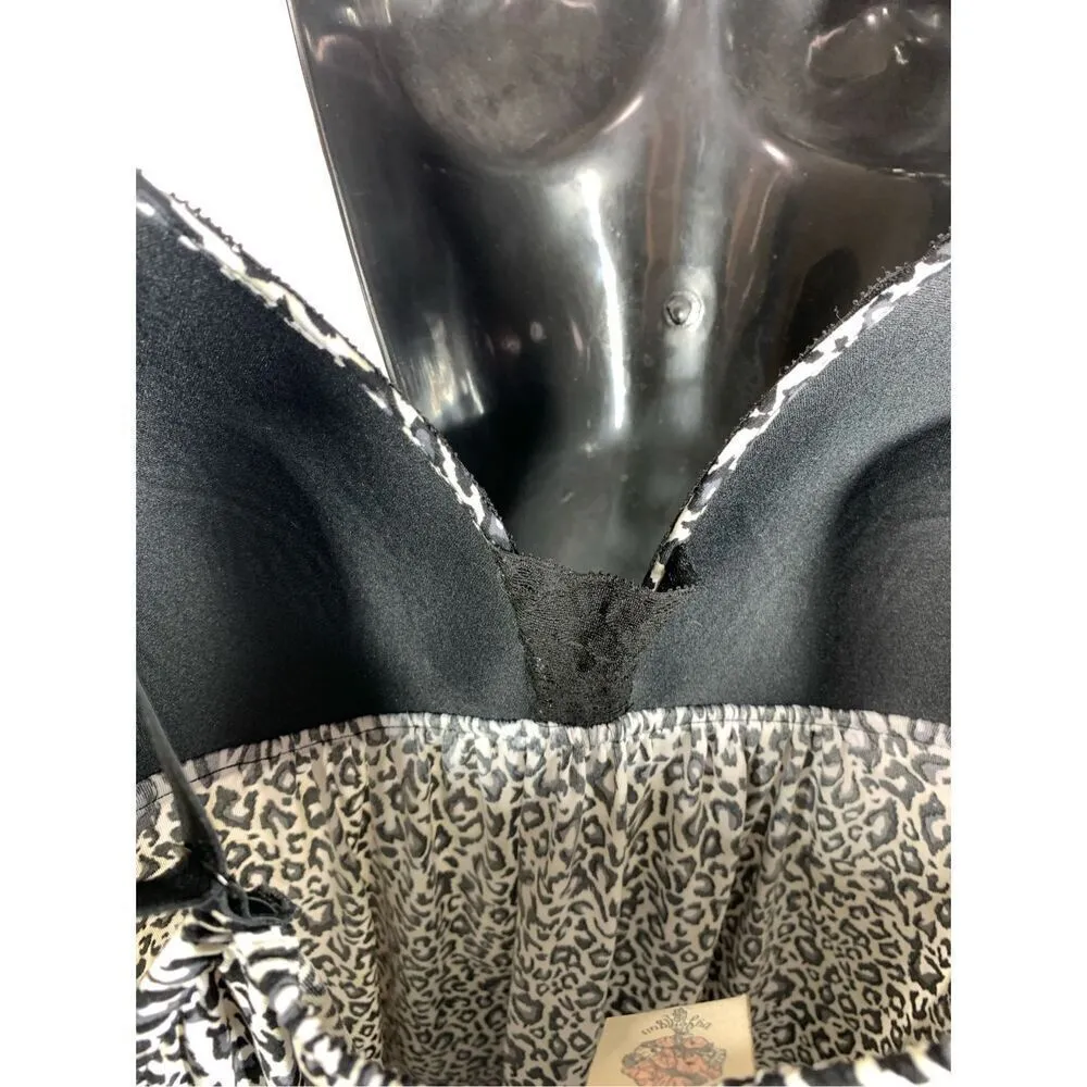 In Bloom by Jonquil Black Gray Leopard Print Chemise Size Large - Image 10