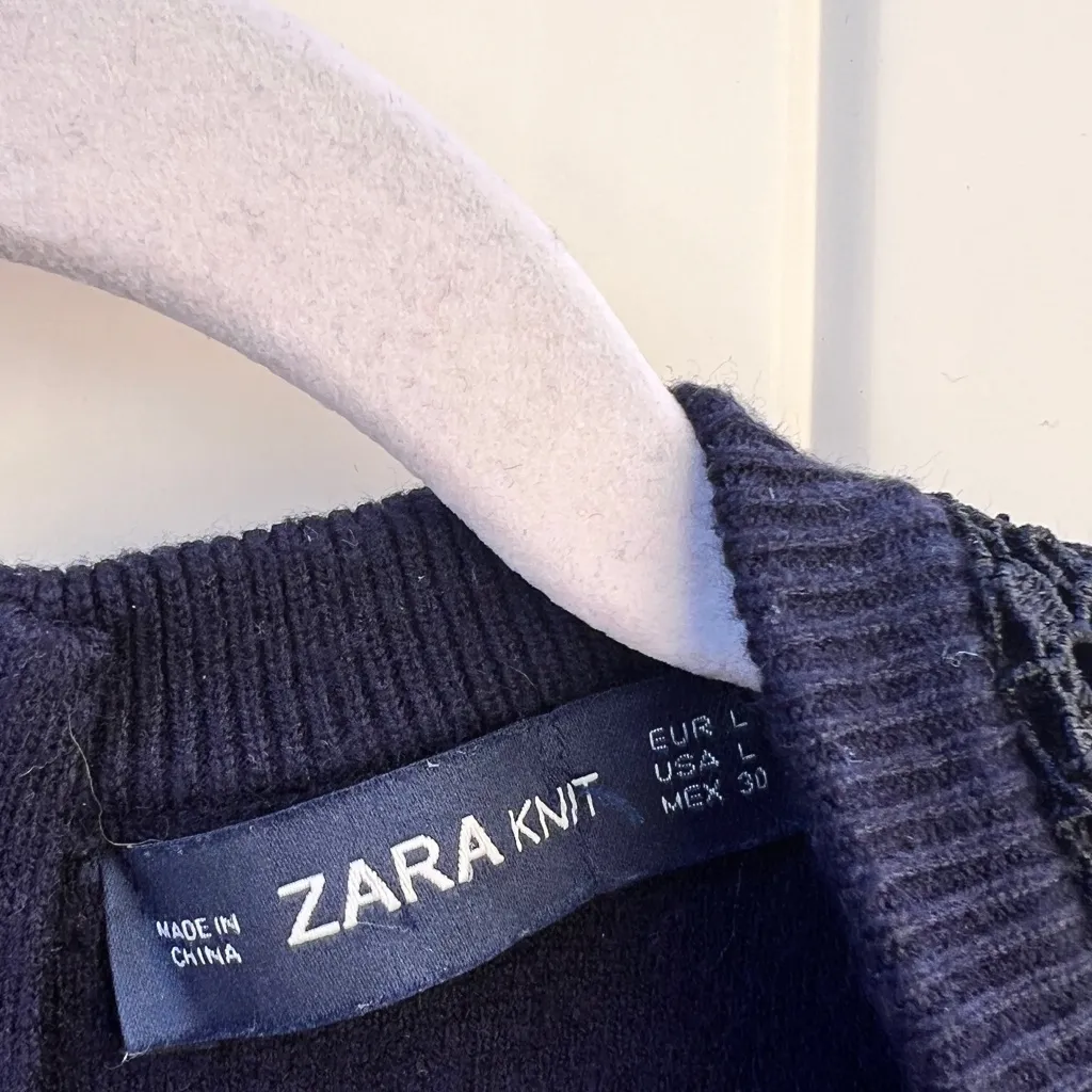 Zara Knit Navy Blue Mini‎ Dress Short Sleeves Large Casual Streetwear - Image 7