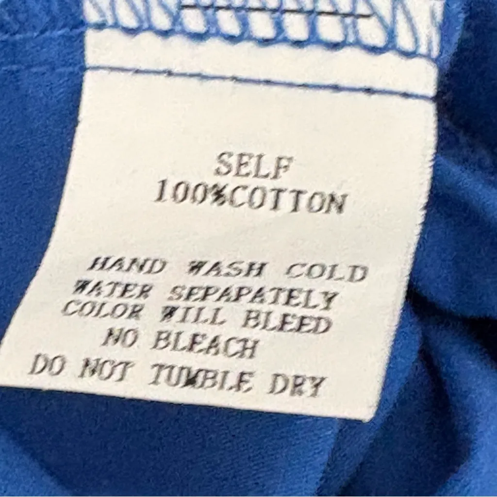 Avara Elaine Tiered Mini Dress Blue Ruffle Neck Poplin Cotton Bright Blue Sz XL - Image 10