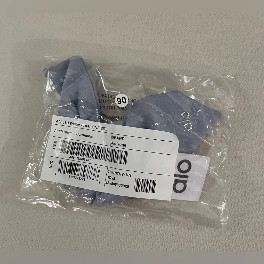 ALO Yoga NWT Airlift Rhythm Scrunchie Winter Frost Blue Color Hair Scrunchie - Image 7