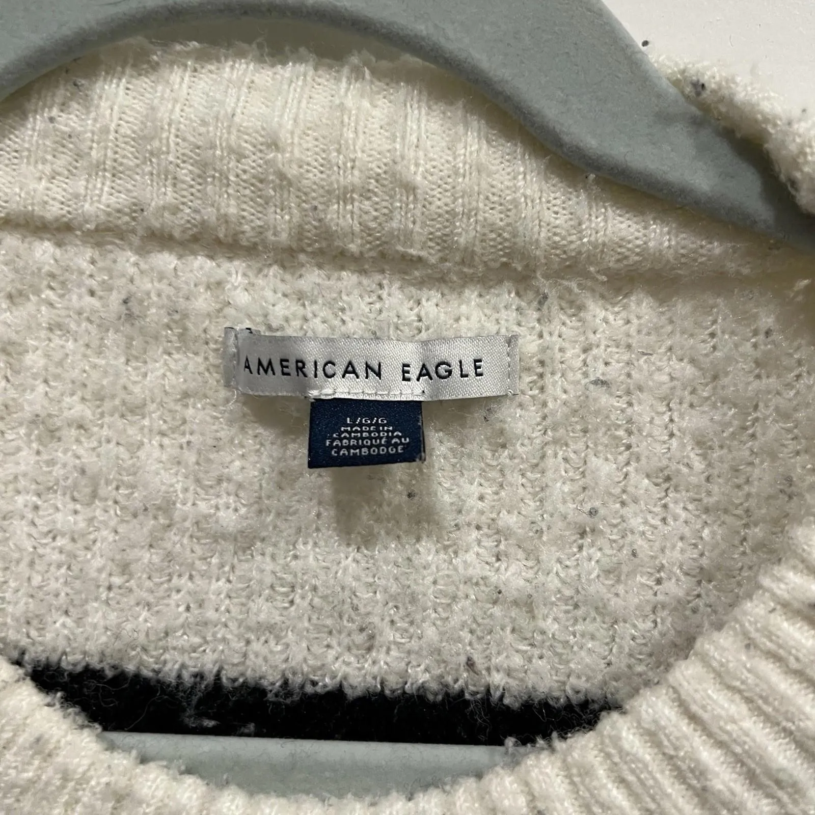 Black and White American Eagle Oversized cozy winter Striped Sweater  L - Image 4