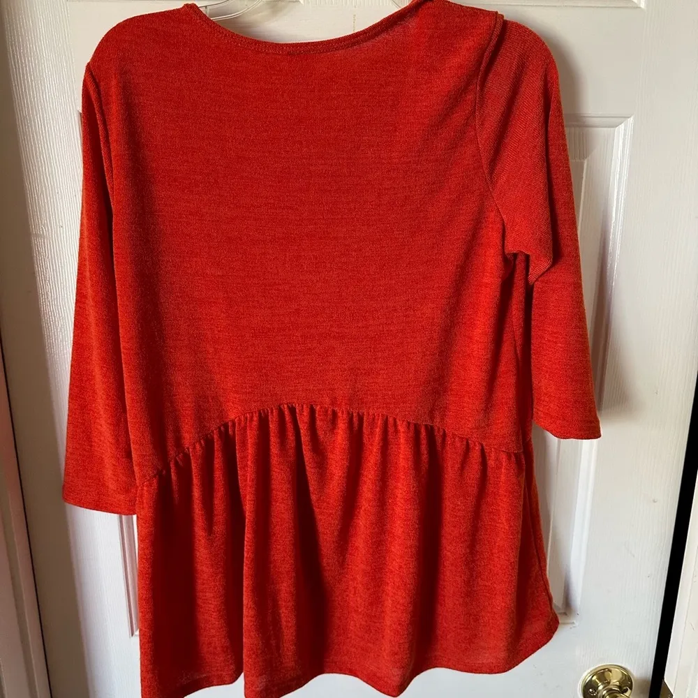 Orange long sleeve peplum top Size L - Image 2