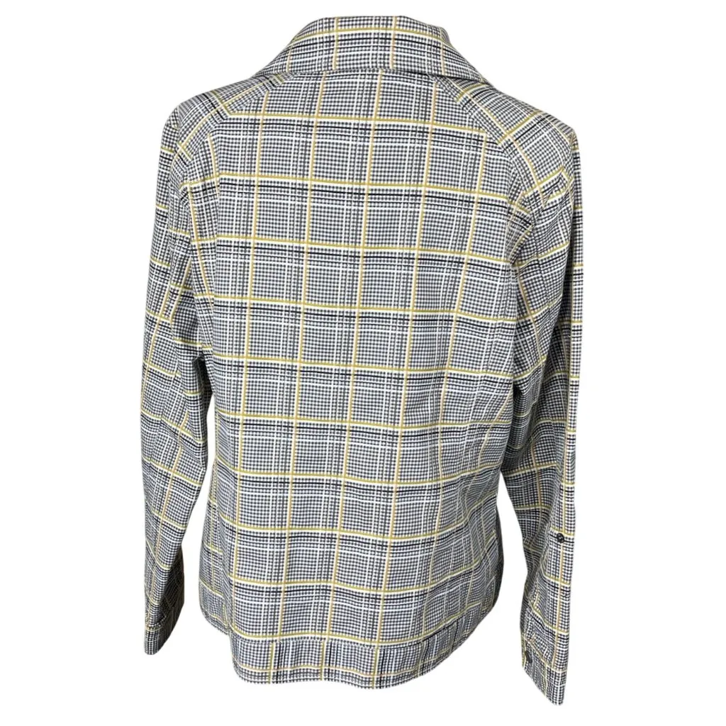 Christopher & Banks Plaid Jacket Size L Large Stretch Lightweight Black White Go - Image 3