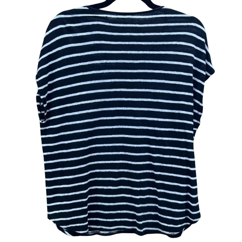 Vince Womens Linen Shirt Size M Summer Nautical Coastal Old‎ Money Striped Boxy - Image 2