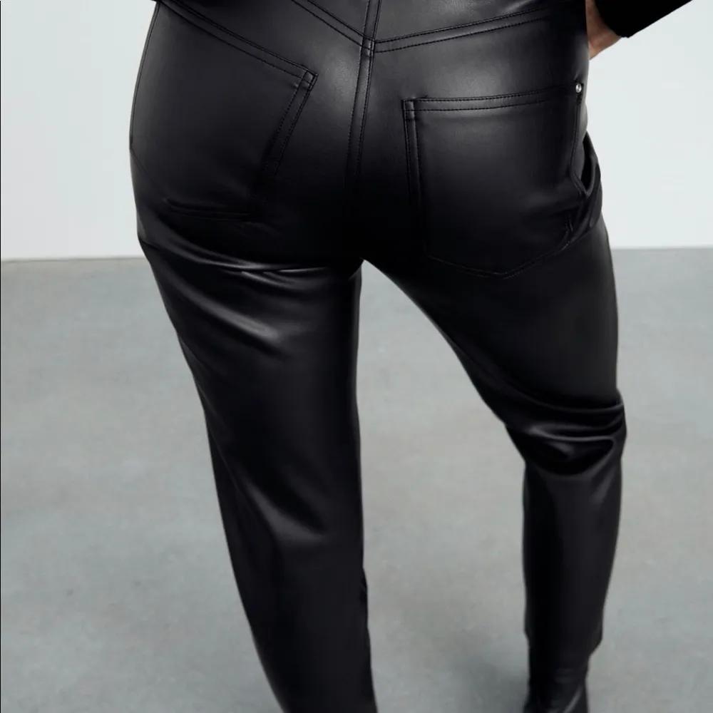 ZARA Faux Leather Mom Fit Pants - Image 6