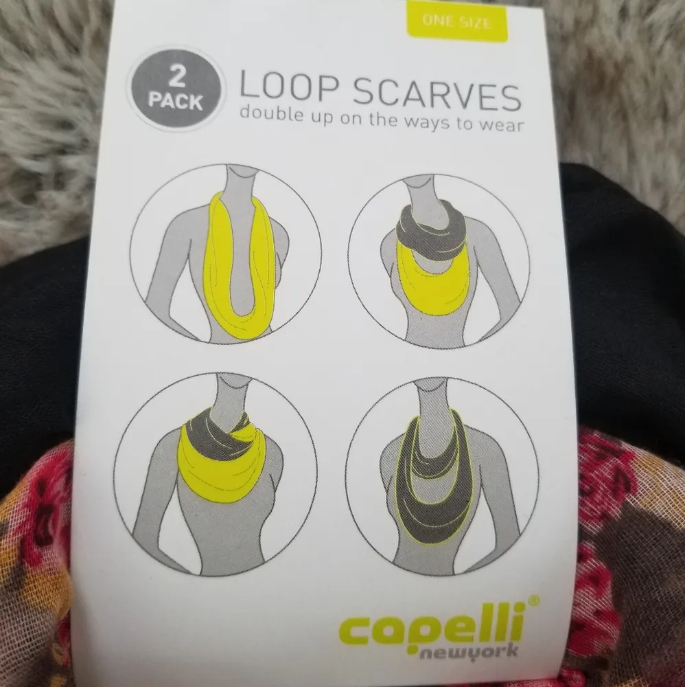 2 Pack Gray and Floral Infinity Scarves - Image 2