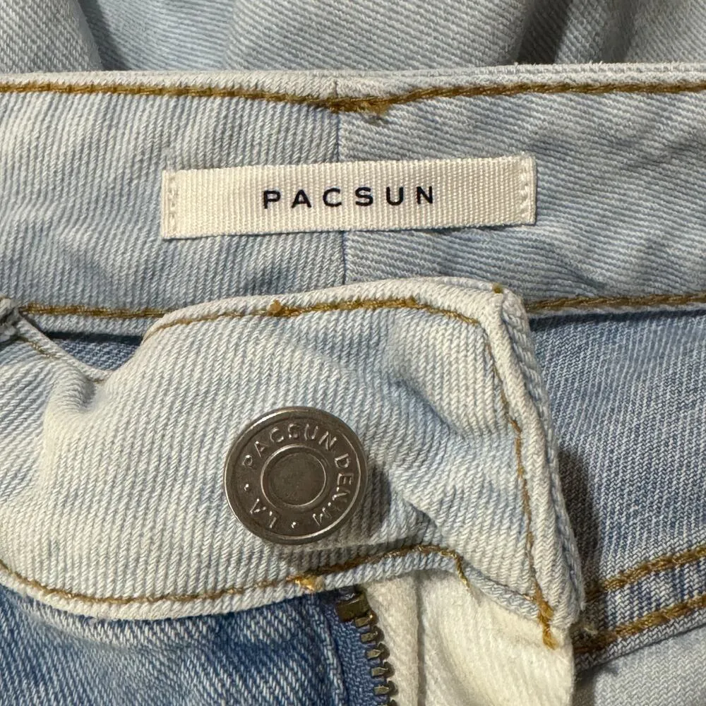 Pacsun SZ 25 Hopper Patch Mom Jeans Hi-Rise Relaxed Leg Zip-Fly Rigid Blue - Image 7