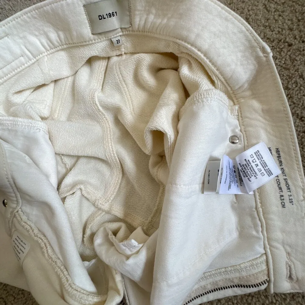 DL1961 Hepburn High Rise French Terry Shorts White Size 27 - Image 4