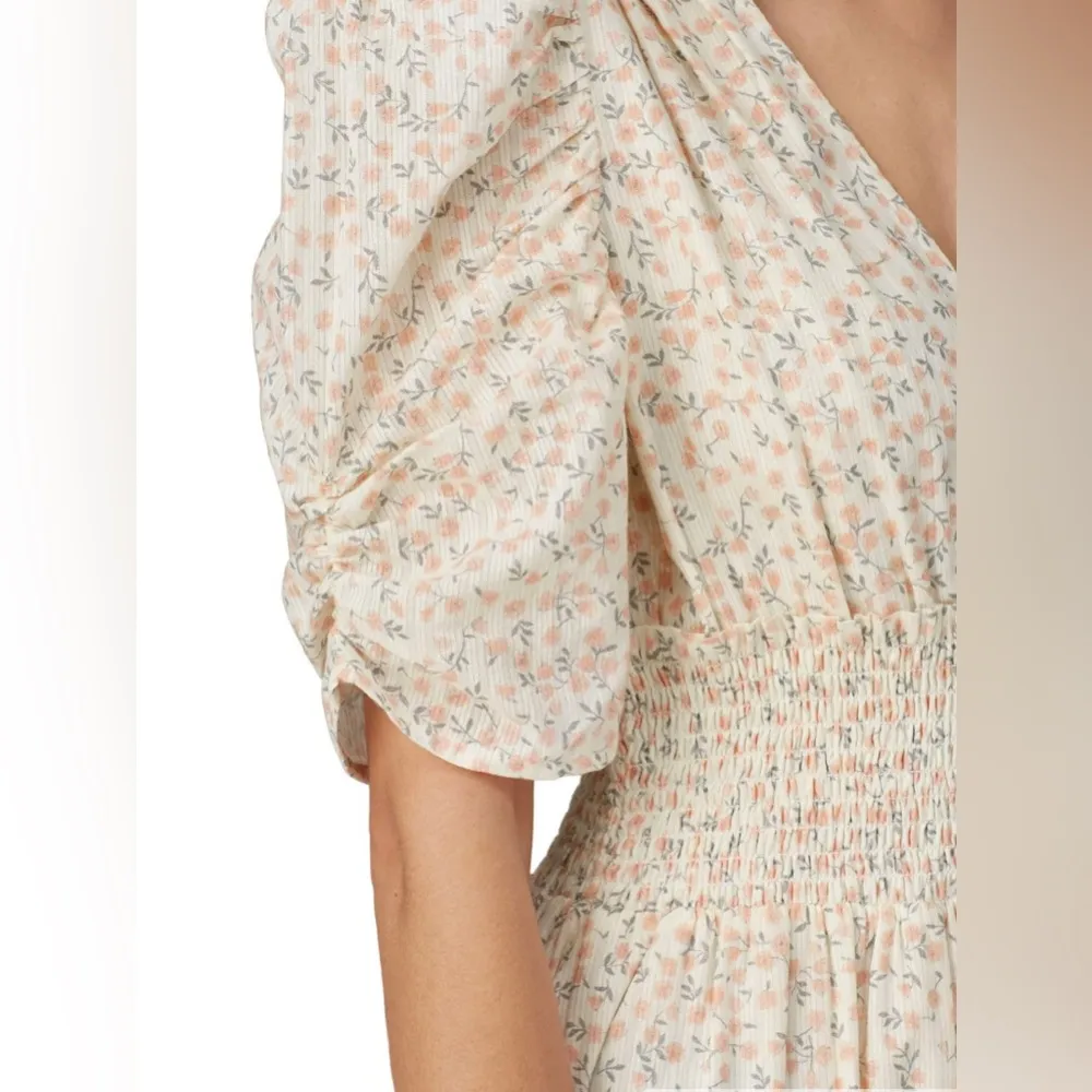 Cleobella Sadie Mini Dress Puffy Sleeves V-Neck Ditzy Floral Print All Over sz M - Image 6