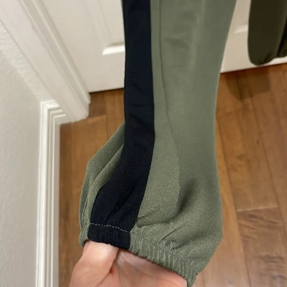 Express Olive Green Tube Top Jogger Jumpsuit - Image 5