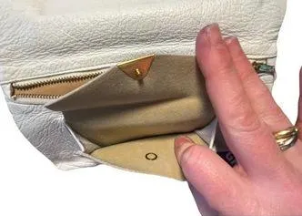 Kressline Grab Bag Wallet Talon Zipper Purse White leather clutch vintage - Image 6