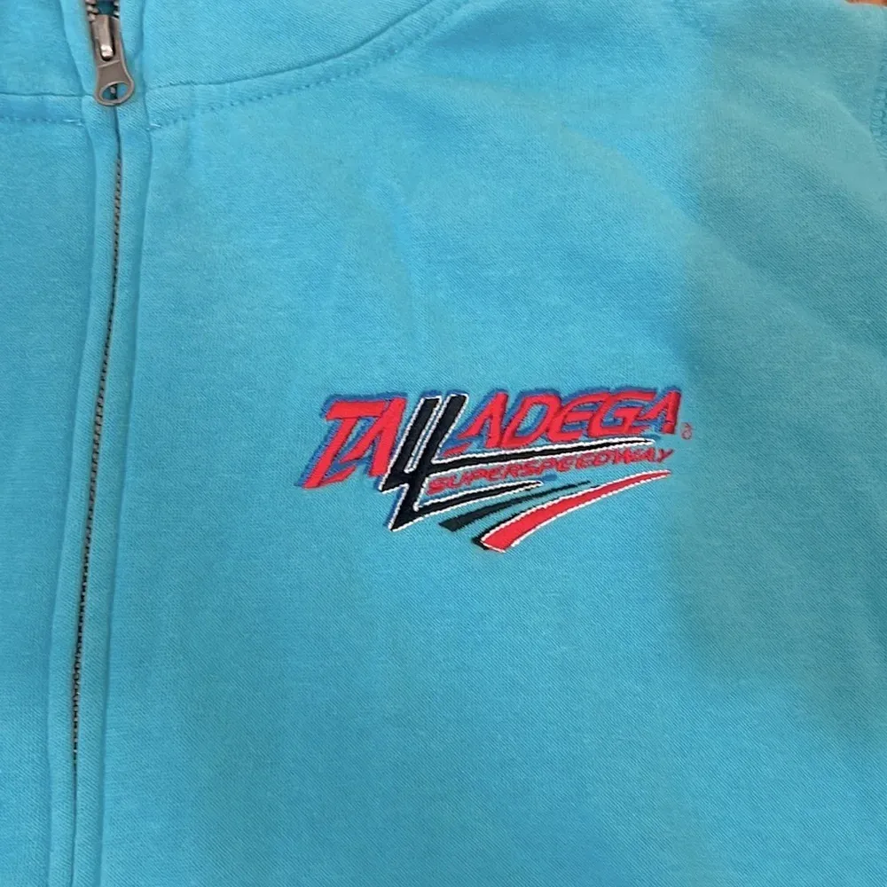 J.America Talladega Superspeedway Full Zip‎ Sweatshirt Light Blue Women’s Small - Image 3