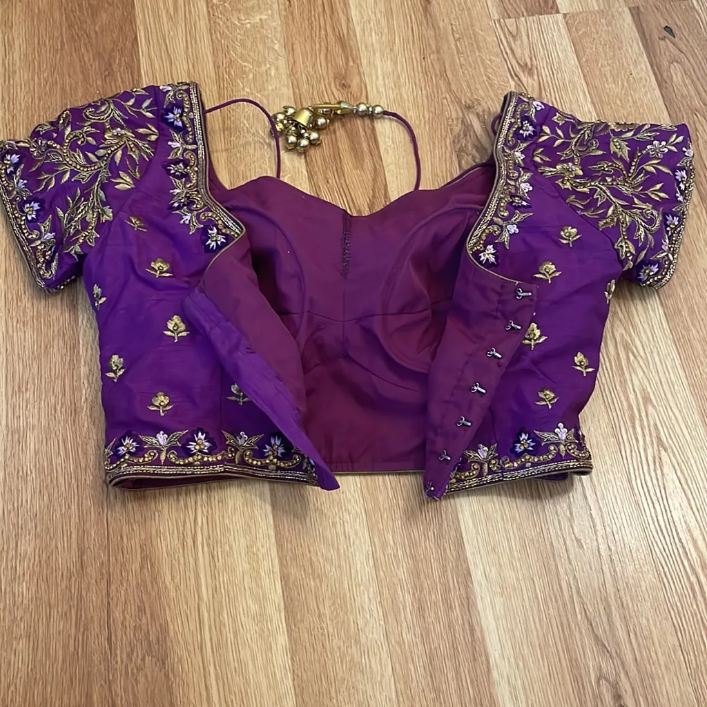 Purple&Gold Lehenga Indian Dress - Image 5
