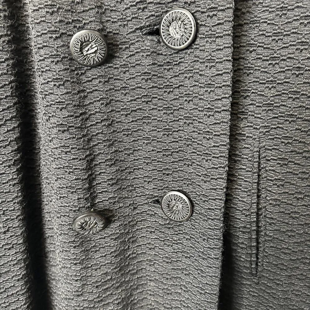 1980s Vintage Black Wool Coat With Brown Fur Collar Women's Small Trenchcoat - Image 8