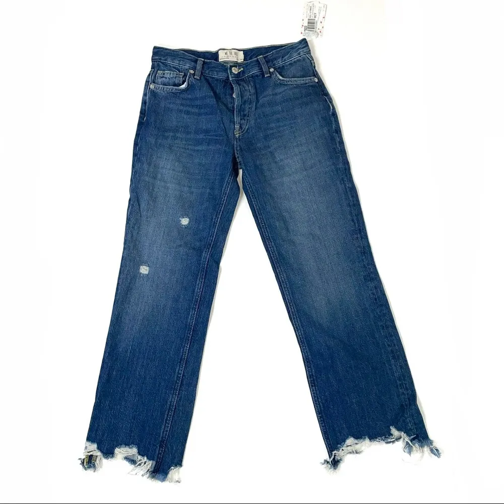 Maggie Mid Rise Baggy Straight Leg Chewed Hem Jeans Sequoia Size 26 - Image 4
