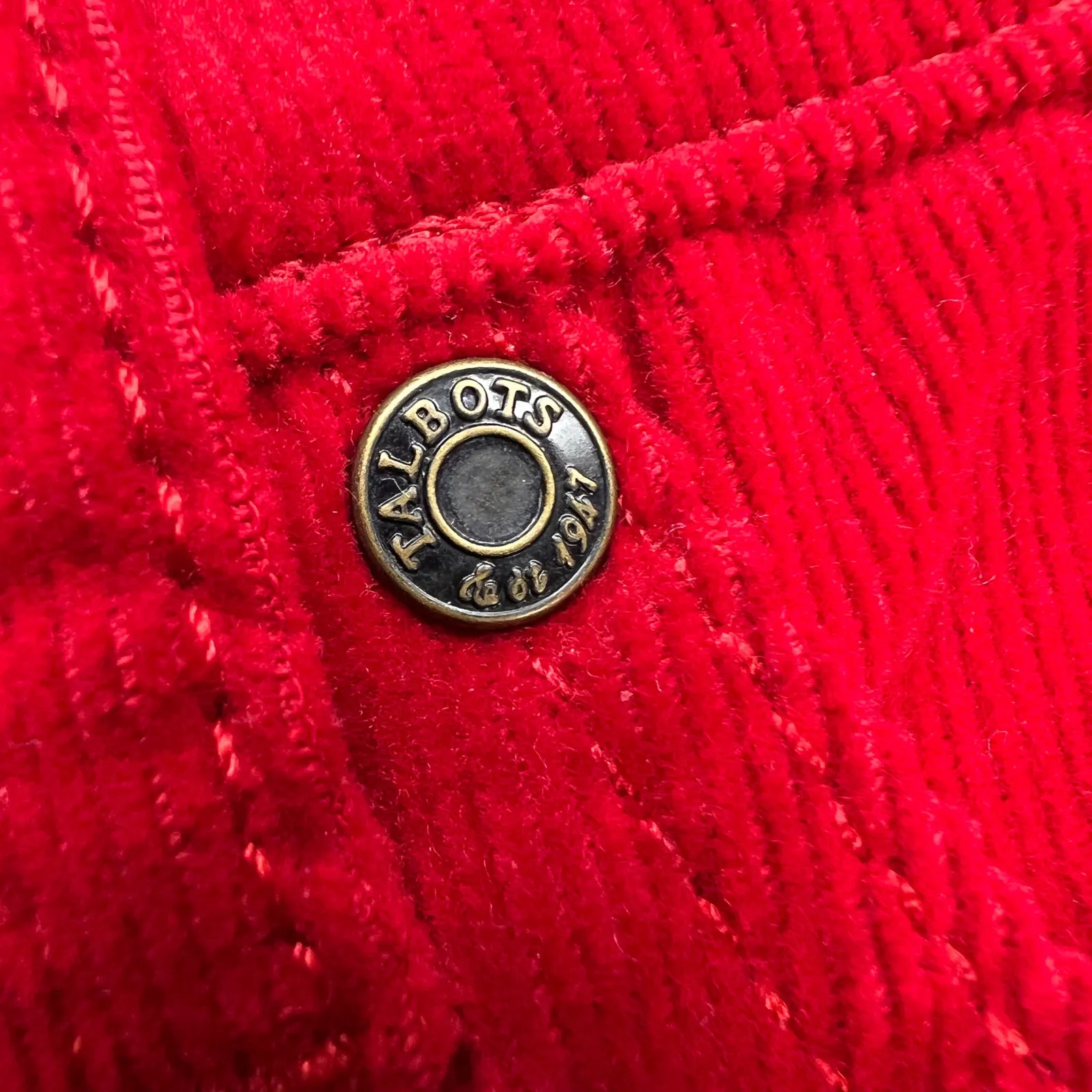 Talbots High Waist Straight Leg Corduroy Jeans Pants Cherry Red Size 14 - Image 9