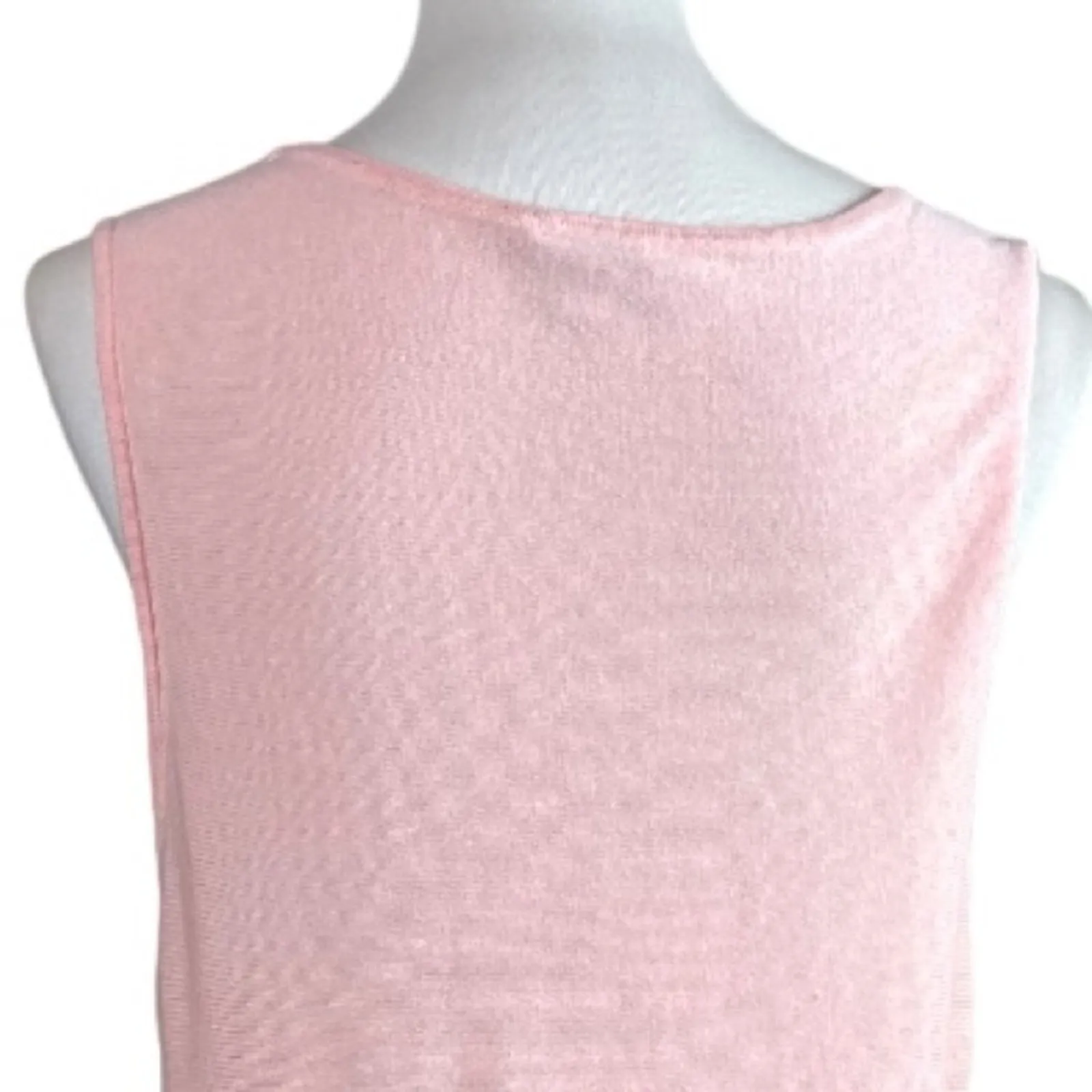 J.Jill Linen Blend Tunic Top Frayed Hem Sleeveless Pink Women’s Size Large Size M - Image 8