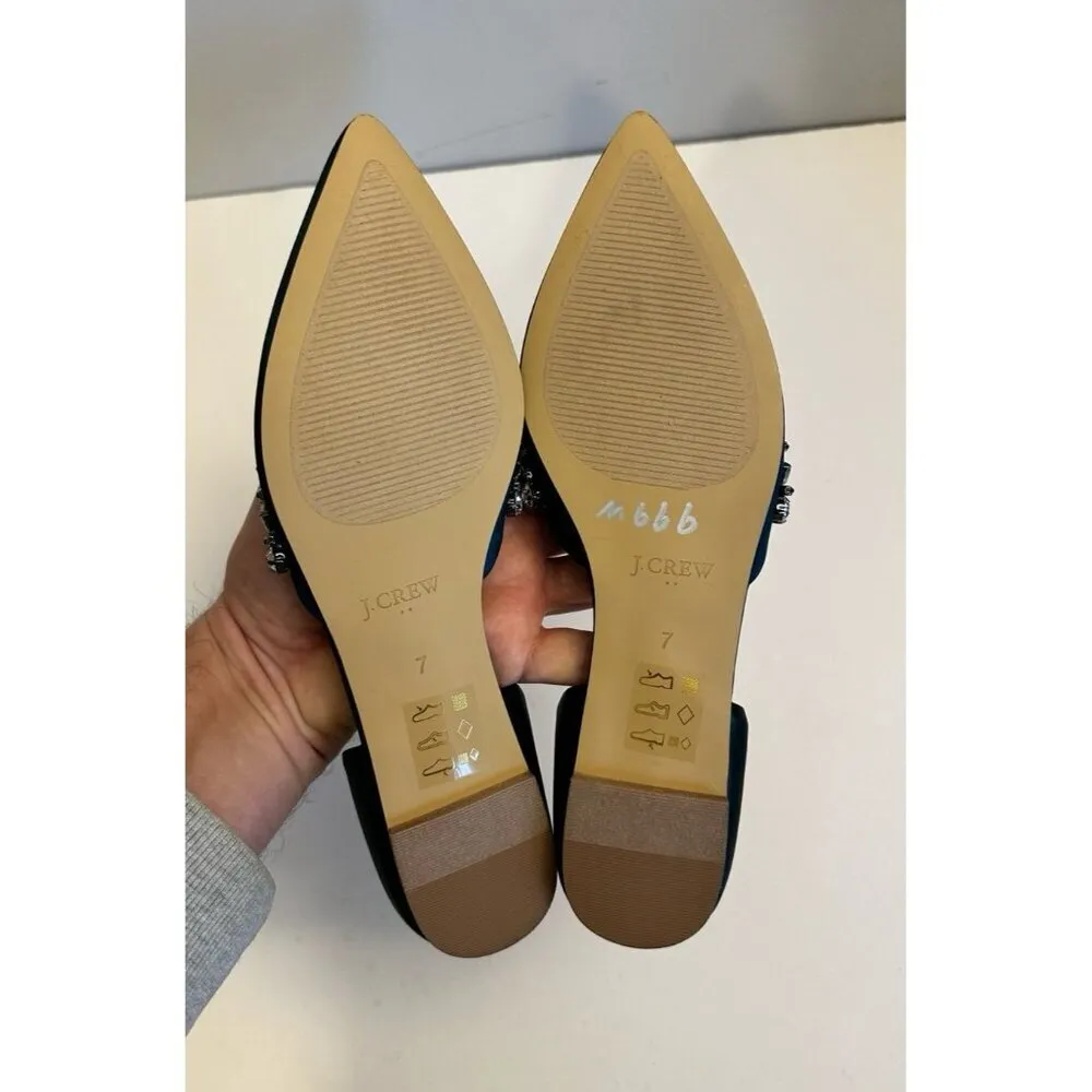 J. Crew Satin Jeweled Zoe D'ORSAY Flats Size 7.0 - Image 11