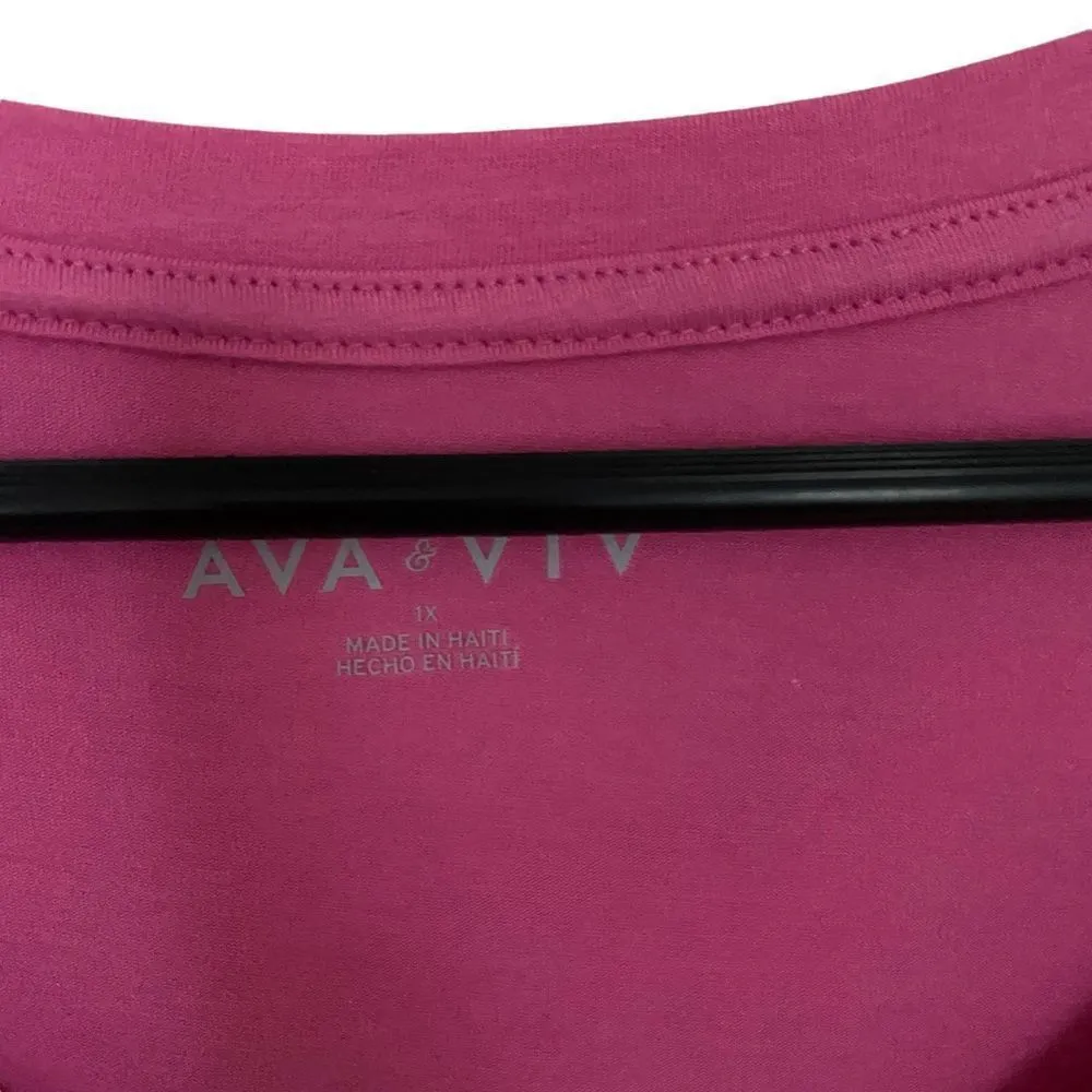 Ava & Viv NEW pink crew neck short sleeve size 1X - Image 2