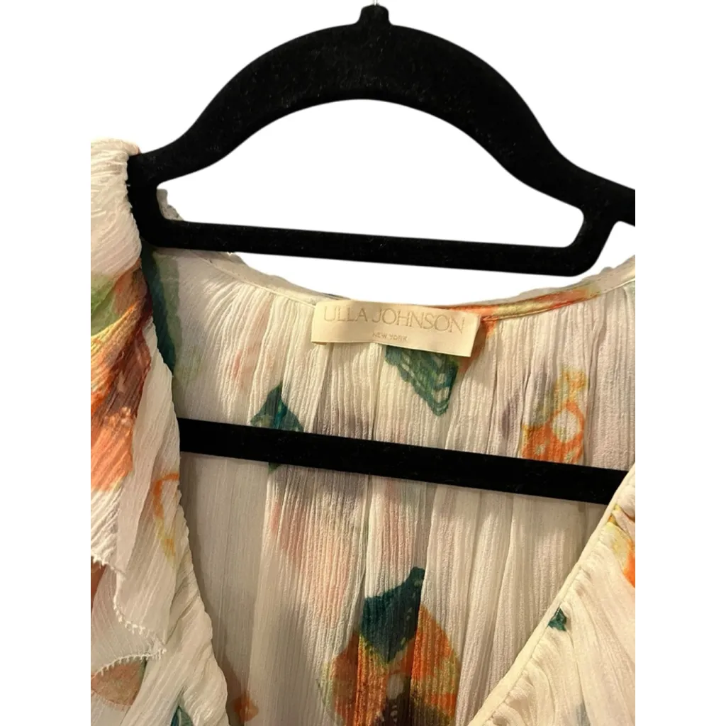 Ulla Johnson Zina Mini Dress Size Medium 100% Silk Floral Aurora Print Chiffon - Image 5