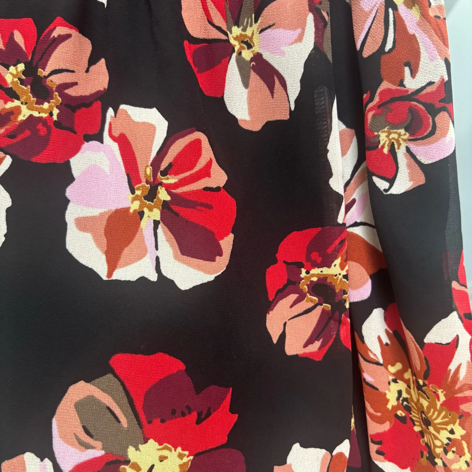 Madewell A-Line Black Dress with Red Floral Print - Image 6