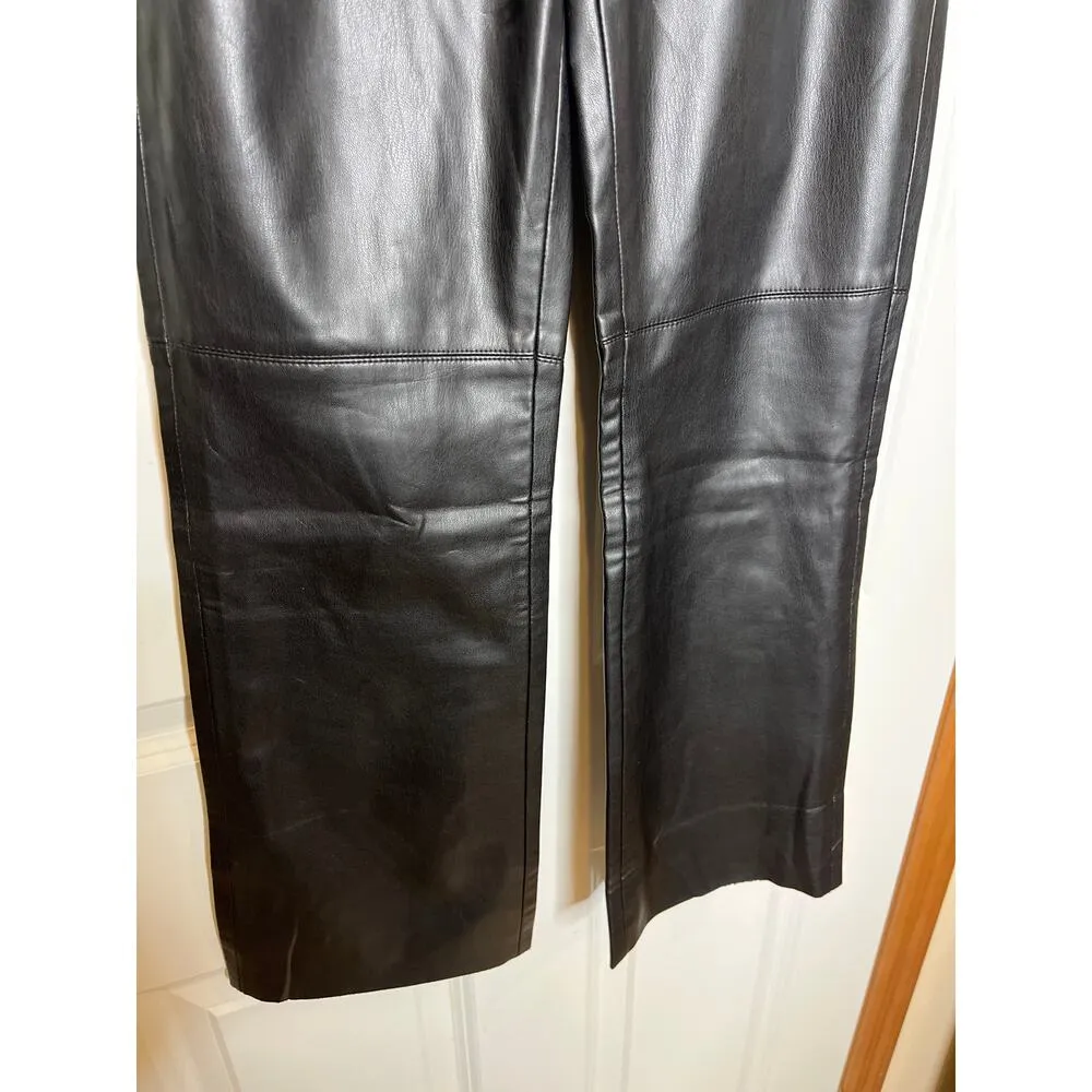Zara Black Vegan Leather Pull On Boot Cut Pants Size XS - Image 3