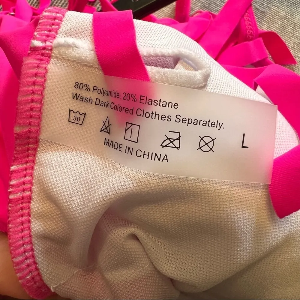 Hot Pink Barbie Fringe  Bikini Swimsuit Barbiecore Festival Large - Image 6