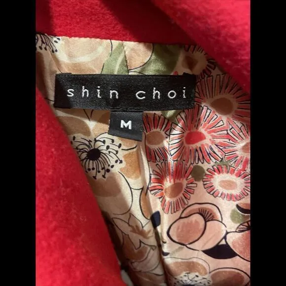 SHIN CHOI Red Wide Collar Wool Cashmere Lightweight Jacket Size M‎ Made in USA Size M - Image 3