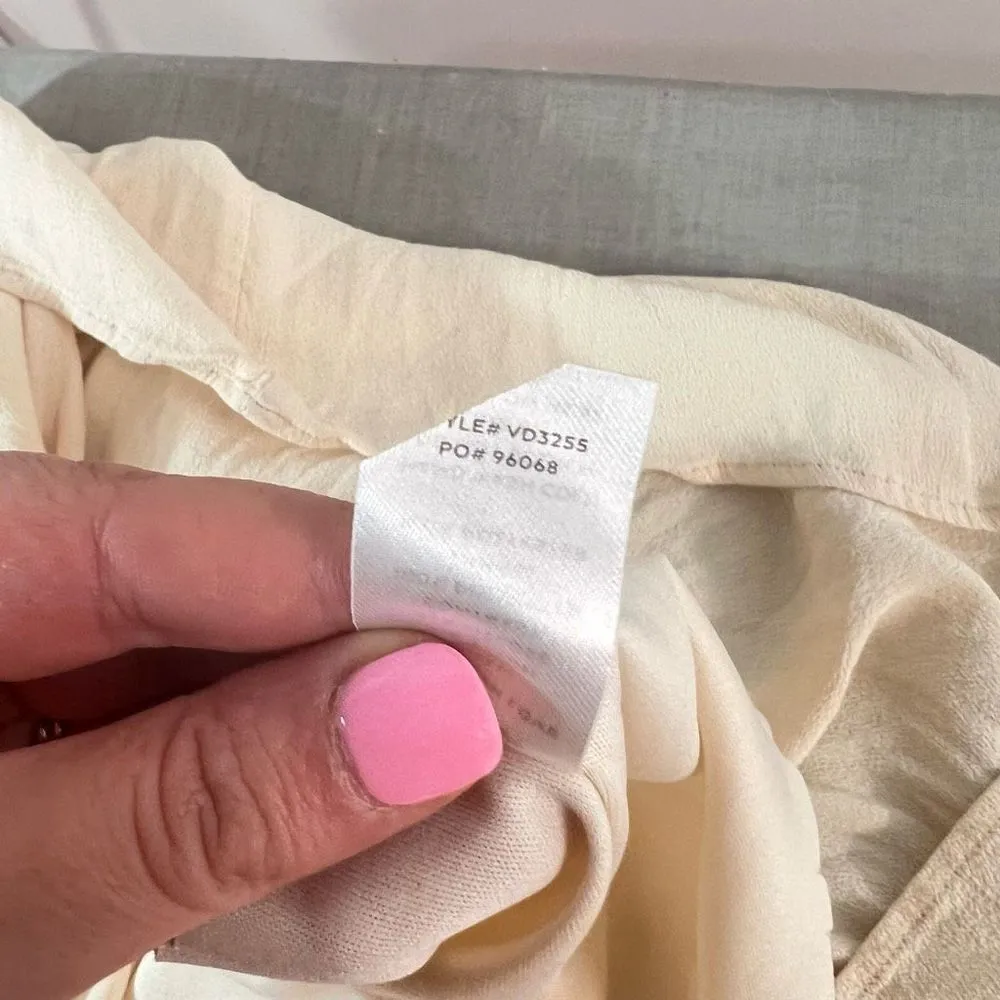 Lulus Women's Sleeveless Tie Ribbon Shoulder Ruffled Cream Maxi Dress Size L - Image 9