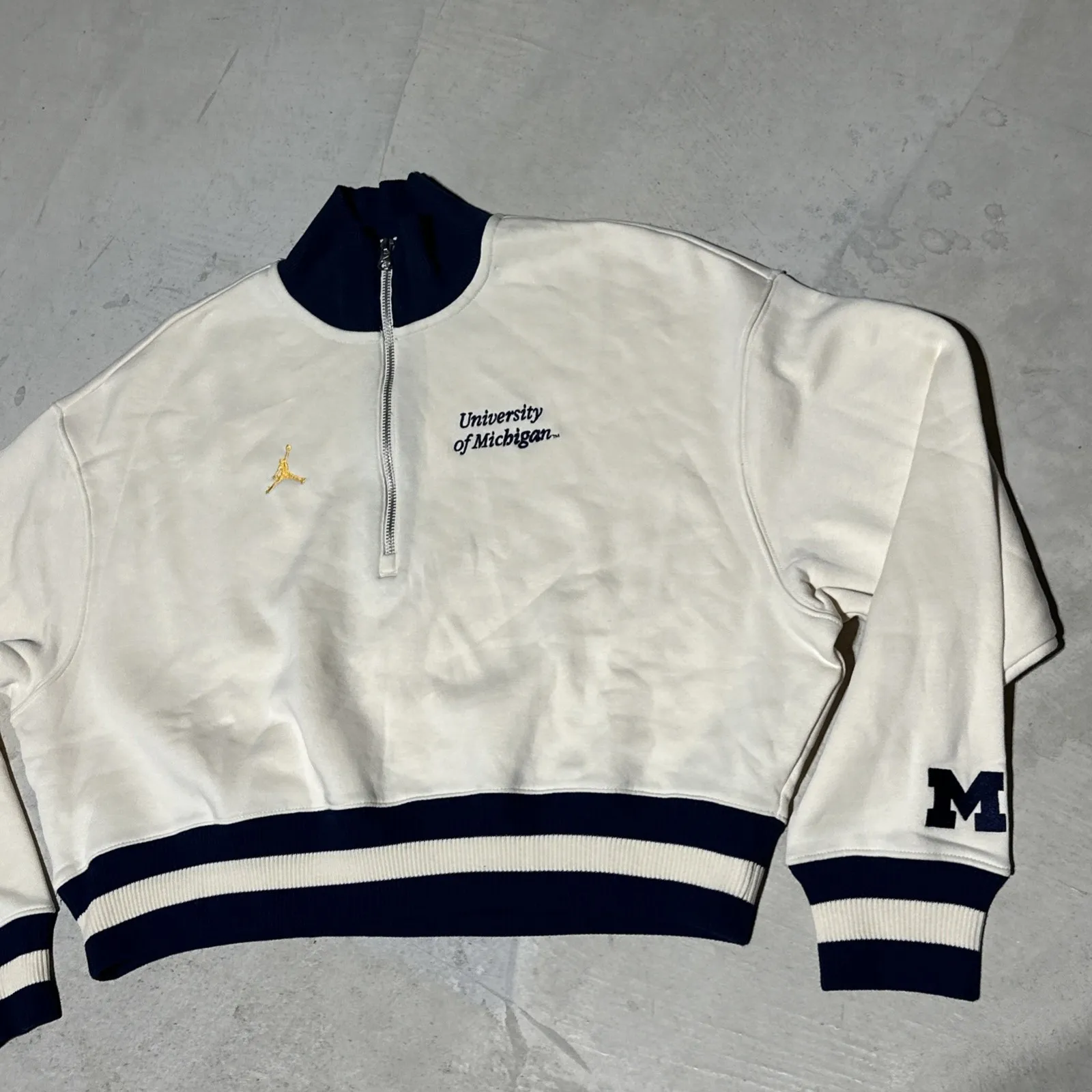 Nike 1/2 Zip Cropped Sweatshirt Women's M L Oversized Baggy University Michigan - Image 2