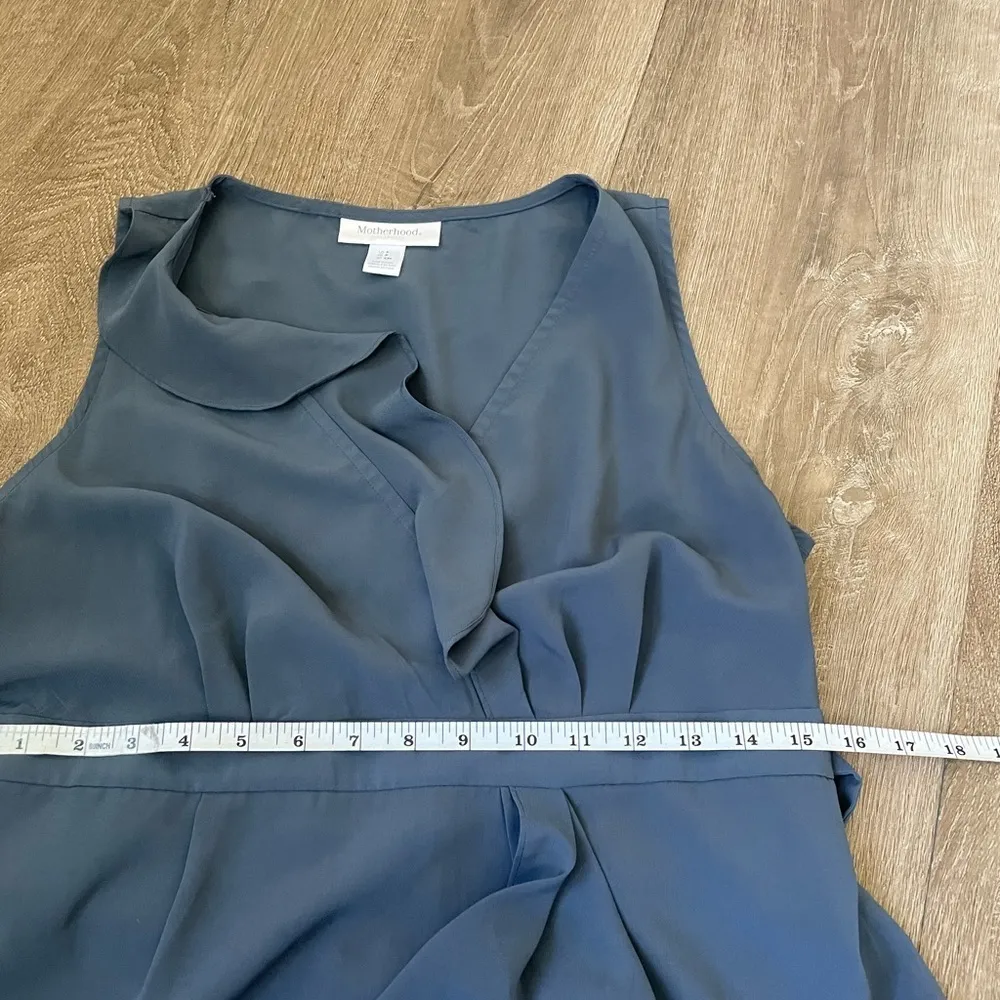 Motherhood Maternity Blue Sleeveless Faux Wrap Dress ~ Ruffle Detail ~ Size S - Image 12