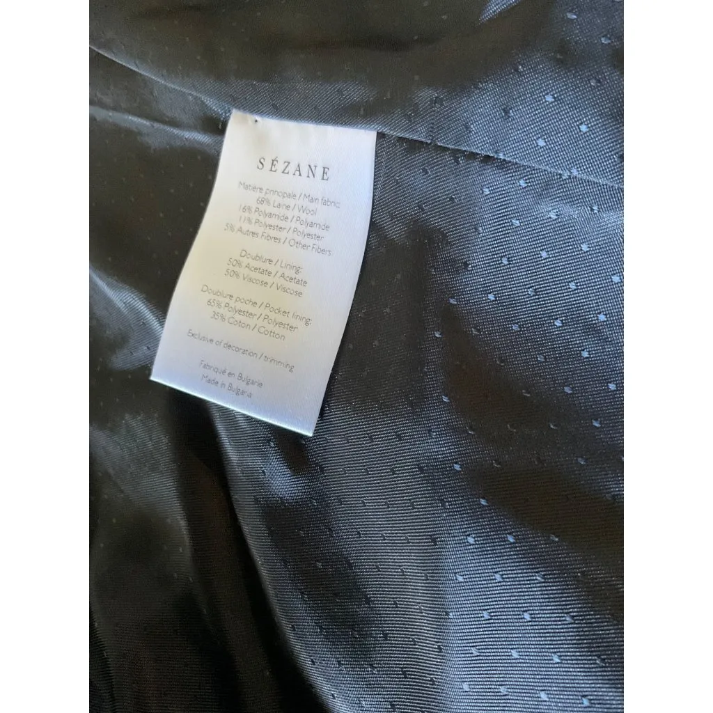 NWT Sezane Johnson Wool Coat peacoat plaid black red grey Size 40 US8bust39 - Image 5