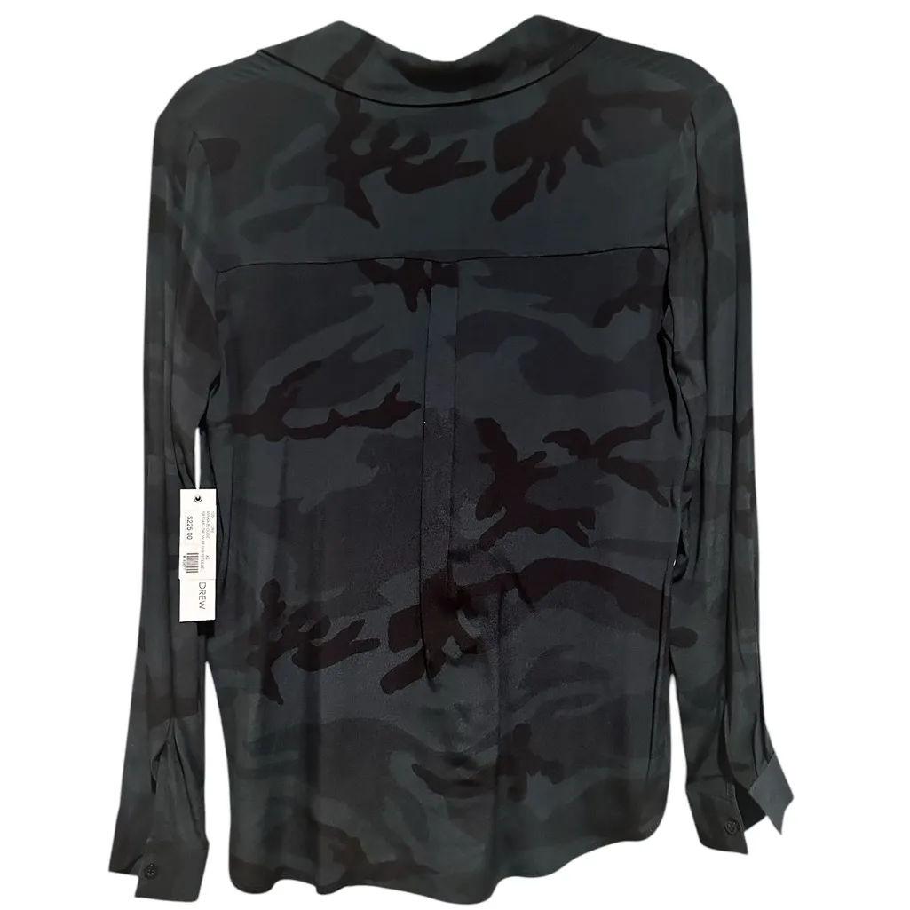 DREW MINKA CAMO BUTTON DOWN LONG SLEEVE BLOUSE XS - Image 3
