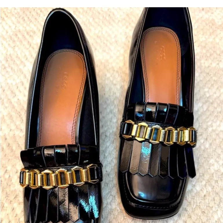 ASOS Black Loafers with Gold Chain Detail - Image 7