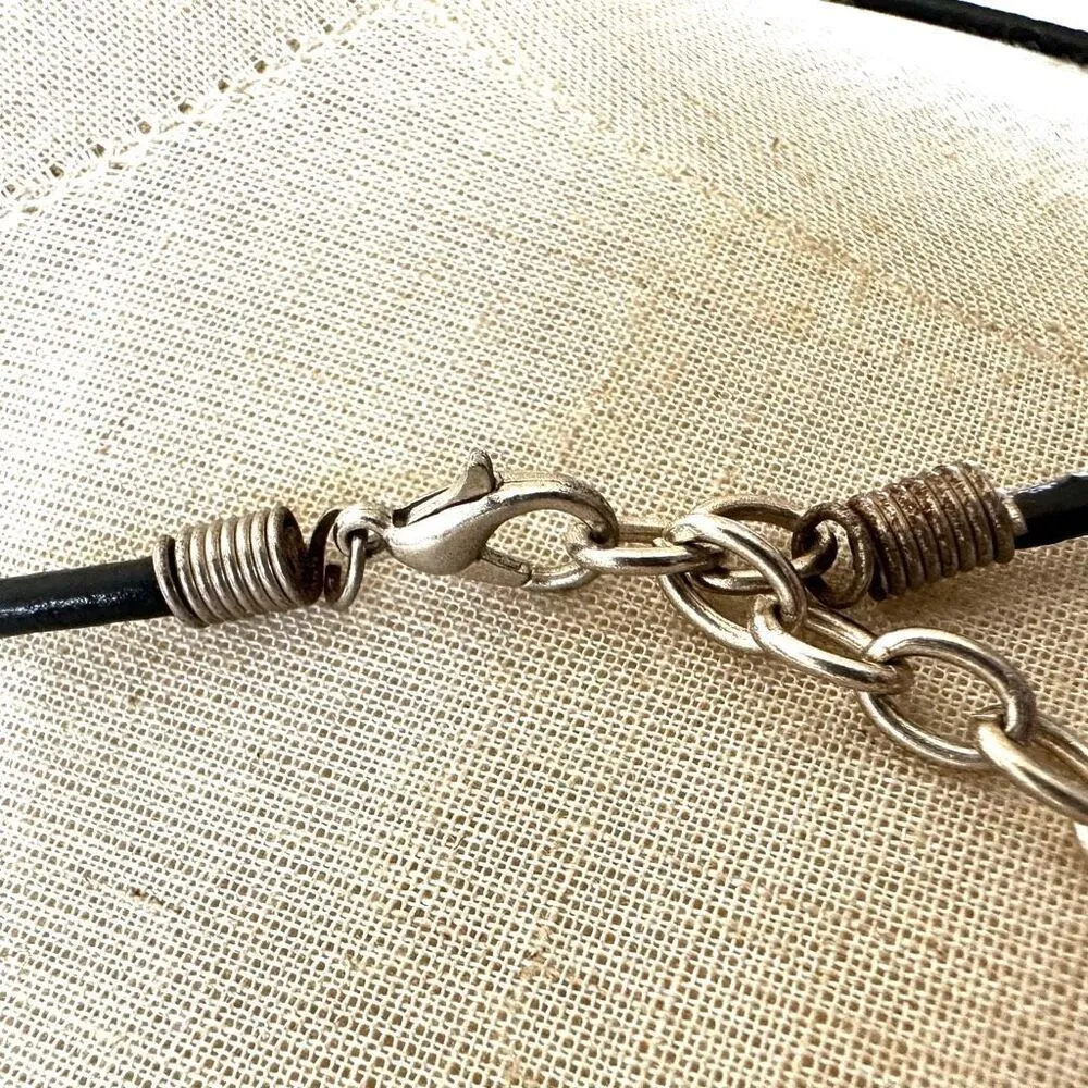 Abalone circle pendant necklace on cord - Image 8