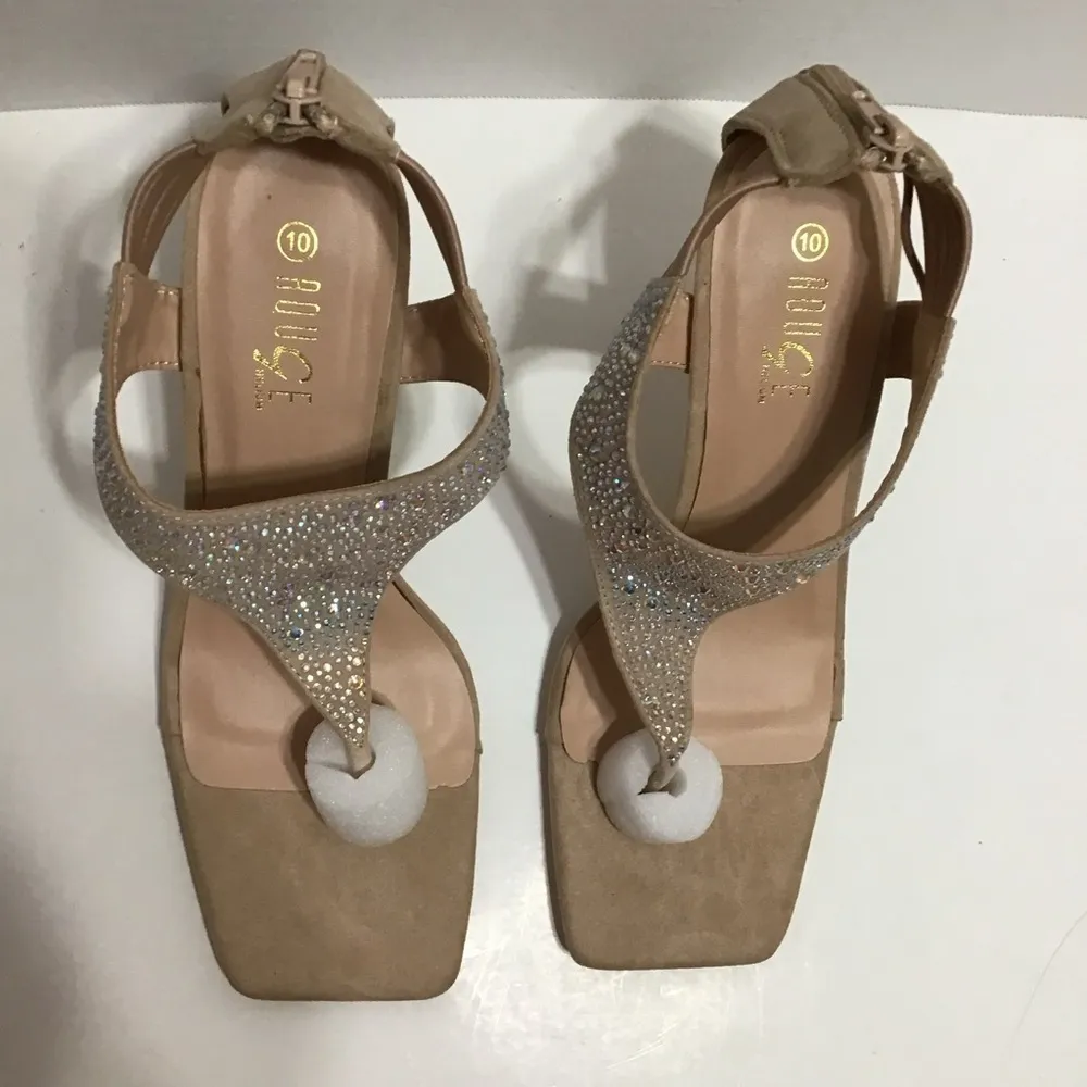 Rouge Helium Women’s Zeal Square Toe Slide In Crystal High Sandal Thong Heels 10 - Image 6