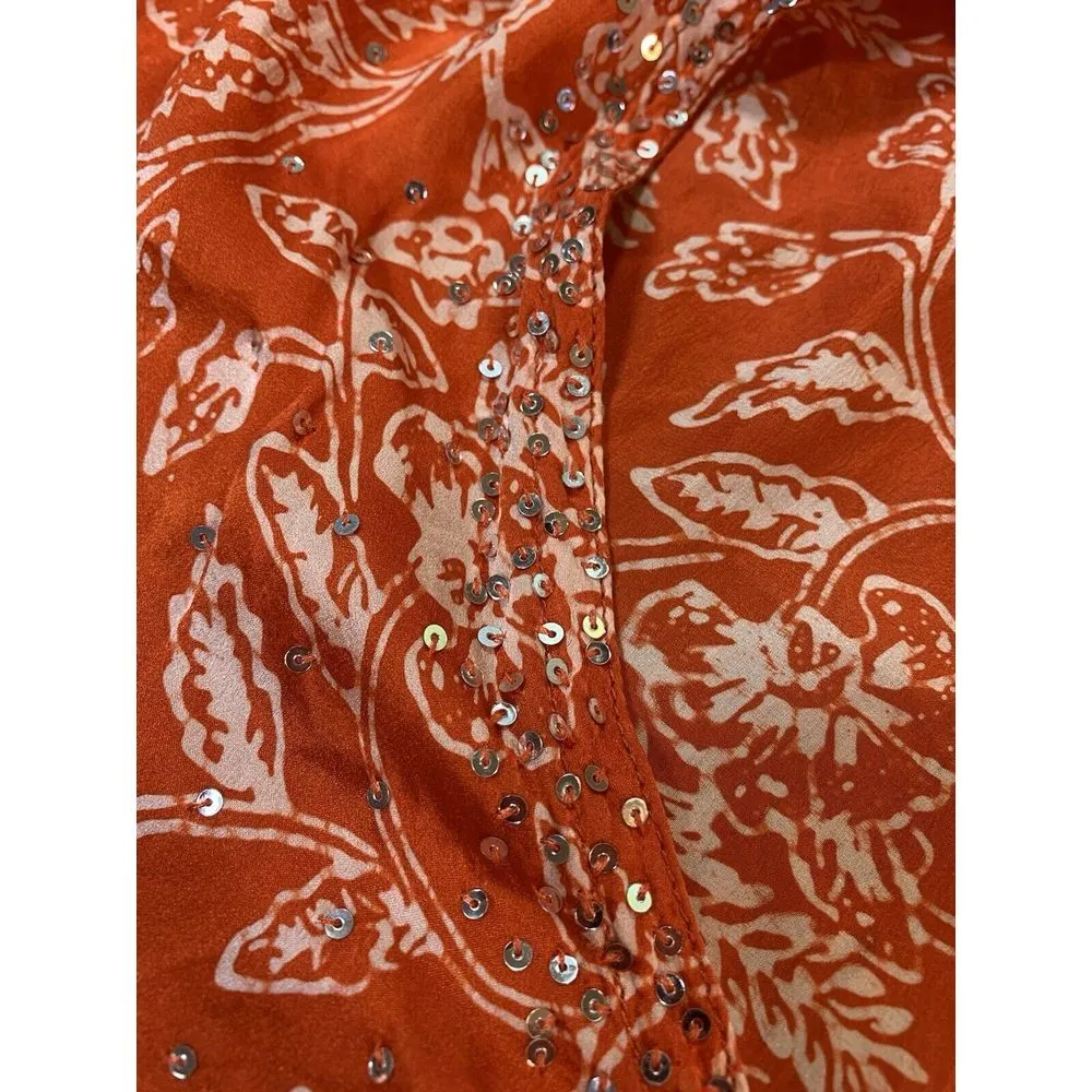My Other Life Top Womens One Size Orange Kaftan Flowy Lightweight Festival FLAWS - Image 5