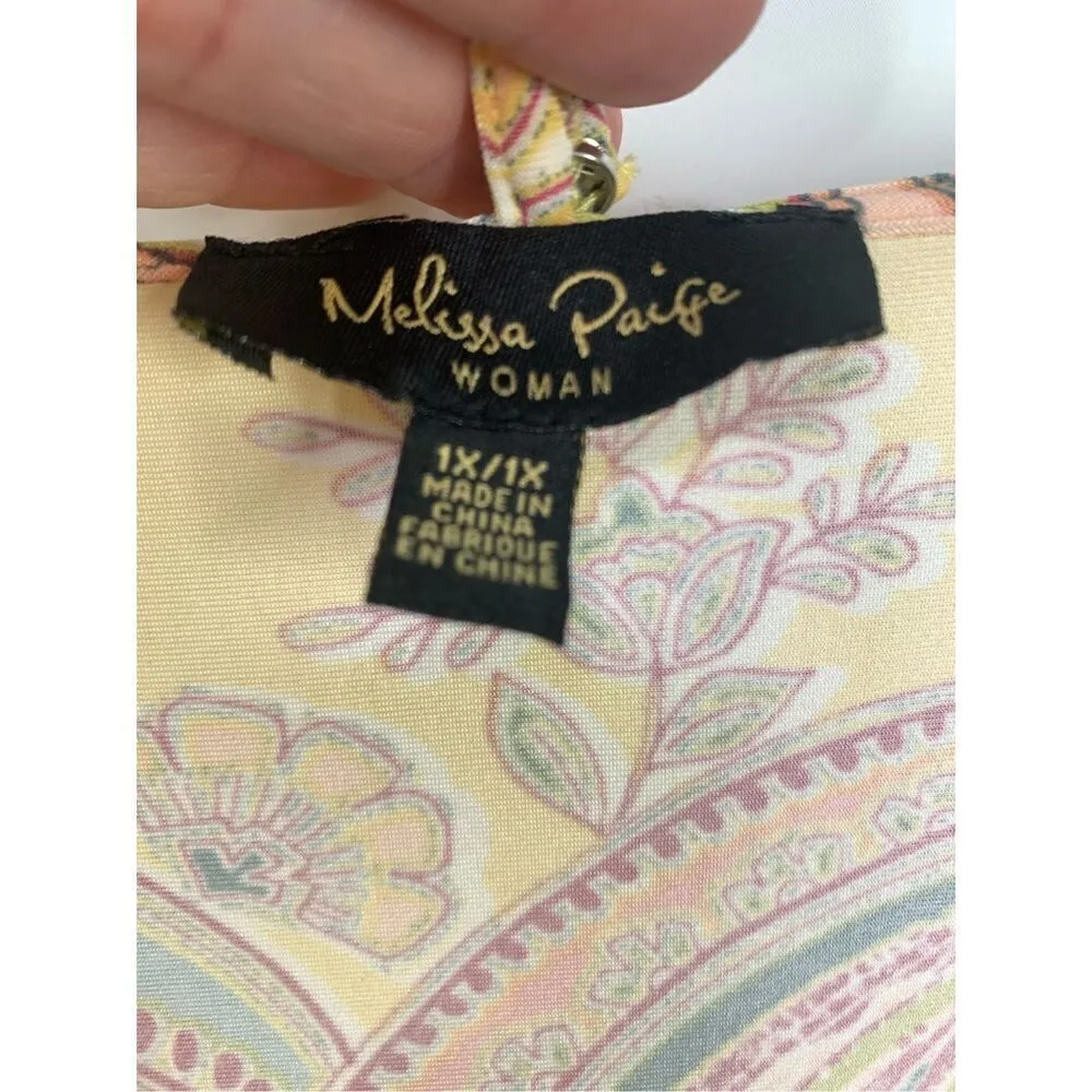 Melissa Paige Women's Paisley V-Neck Bell Sleeve Top Multicolor Size 1X/1X - Image 4