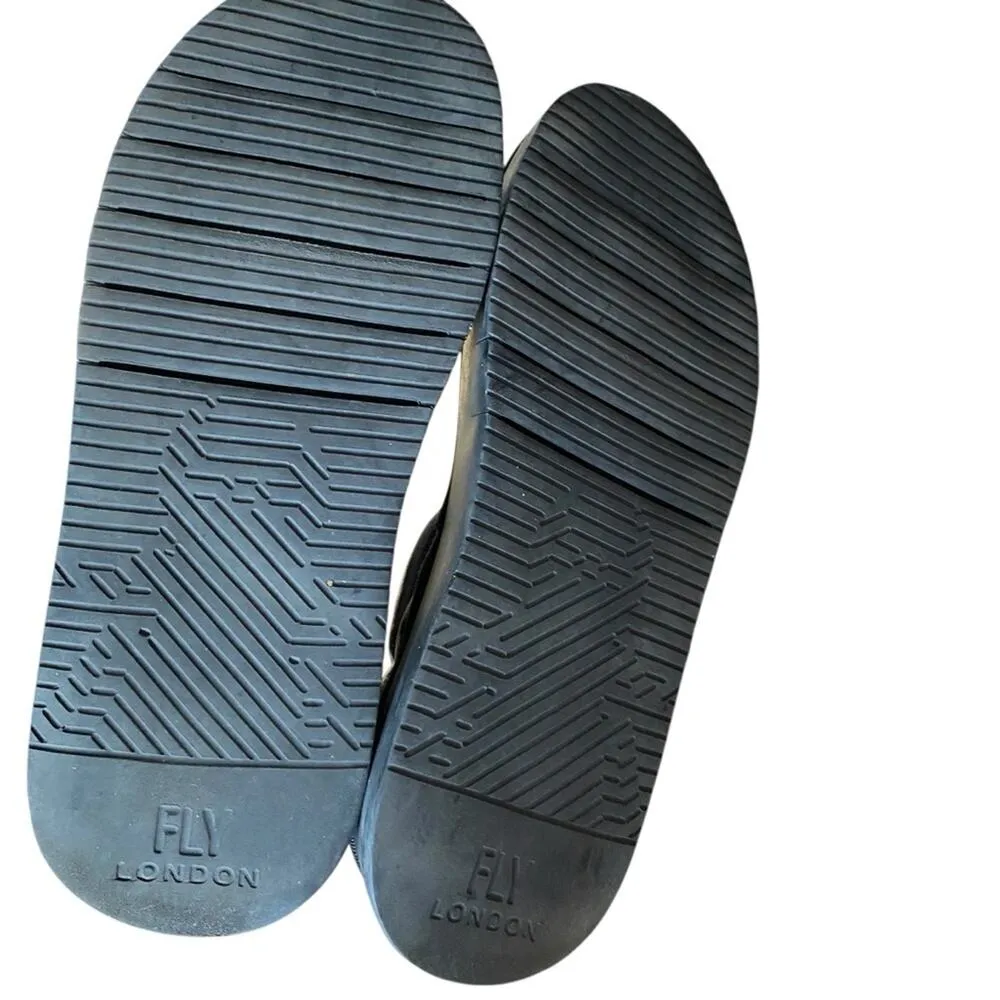 Fly London Ceto Platform Leather Sandals Black Mousse size 40 US 9-9.5 - Image 9
