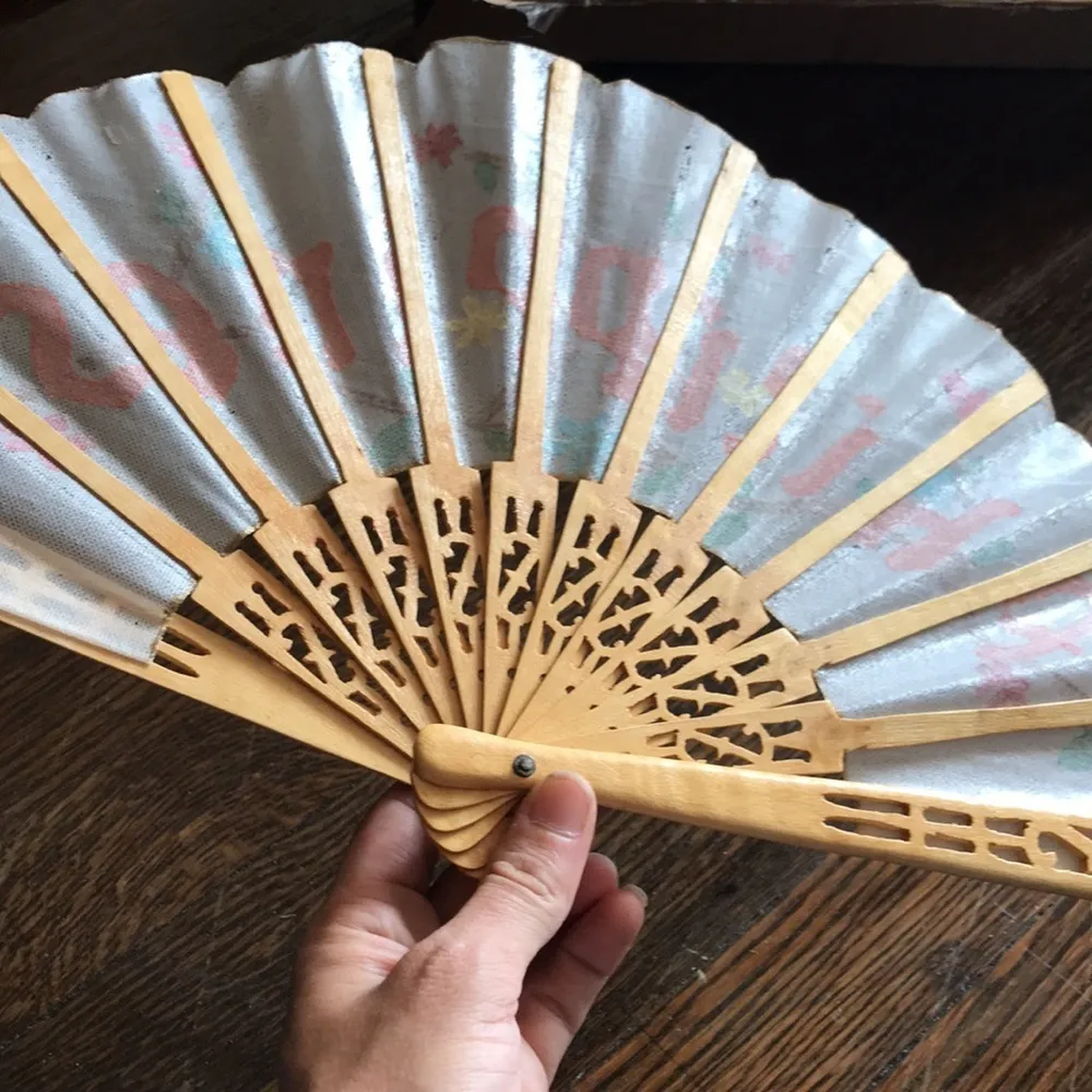 Vintage Philippines fabric fan Brown - Image 3