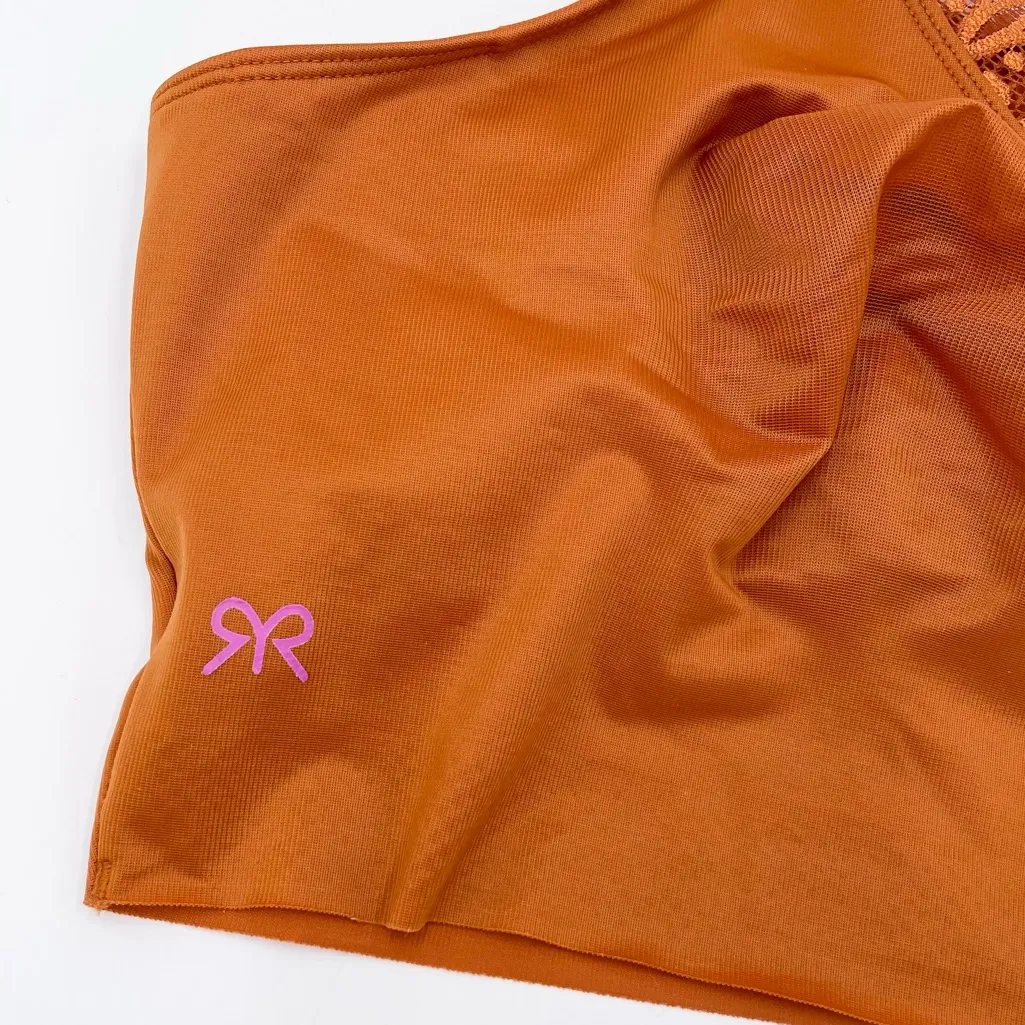 Ruby Ribbon Heritage Diva Lace Demiette Bra #1809 Women's Size 42 Ginger Snap Orange - Image 4