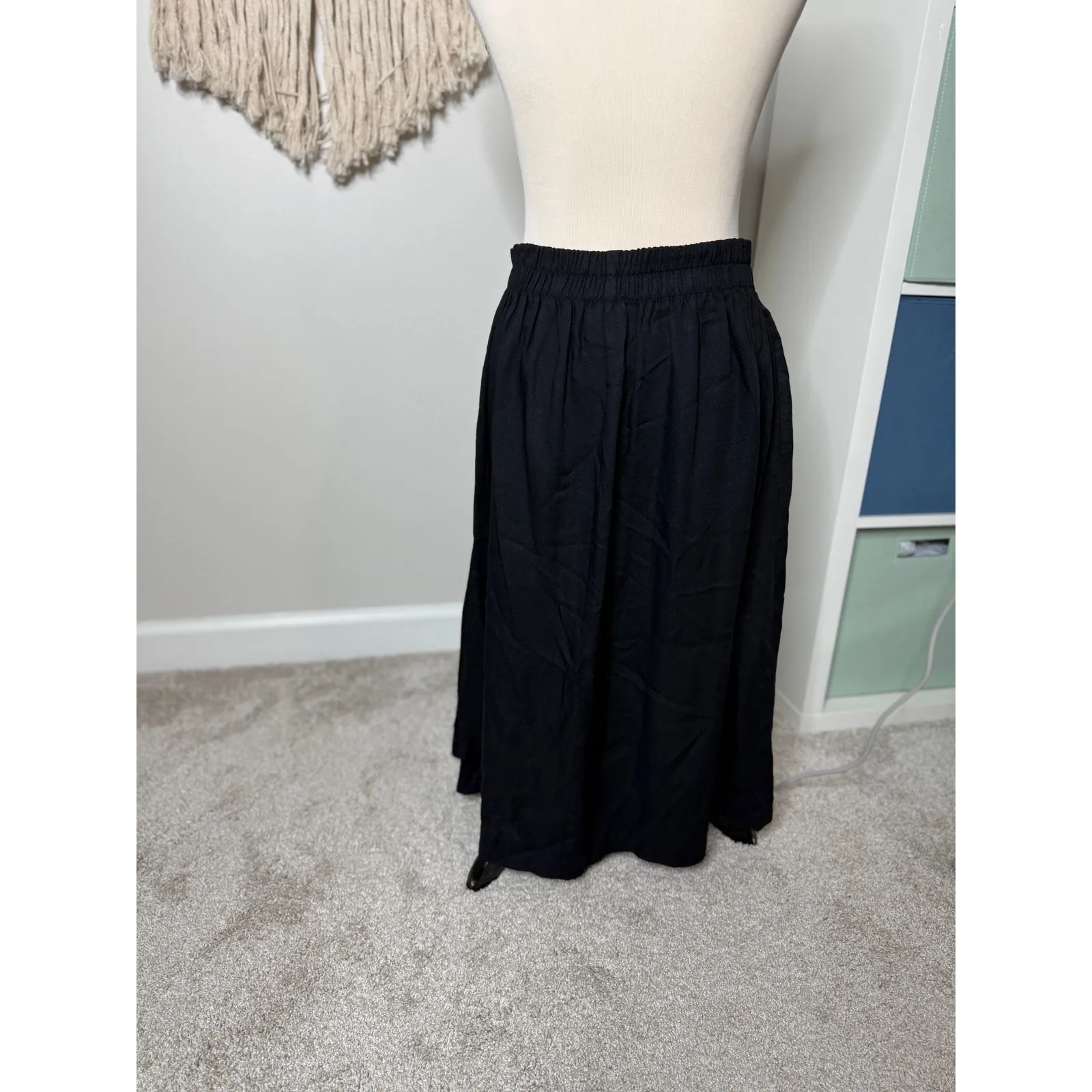 Women's Vintage 90s Whimsigothic Witchcore Witchy Long Black Maxi Skirt M Size M - Image 2