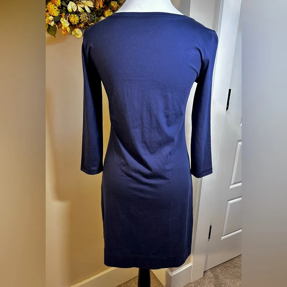 LILLY PULITZER Palmetto Pima Cotton  V Neck T Shirt Dress in True Navy NWT Sz XS - Image 7