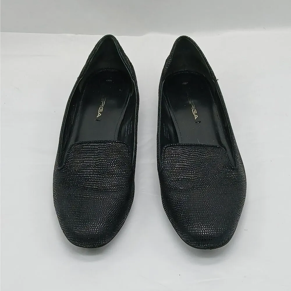 Via Spiga Womens Loafers Size 7M Black Leather Slip On Flats Casual Shoes - Image 2