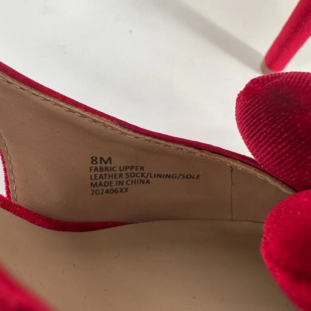 Antonio Melani Ester Red Velvet High Heels size 8 Side Cutouts Romantic Rosette - Image 9