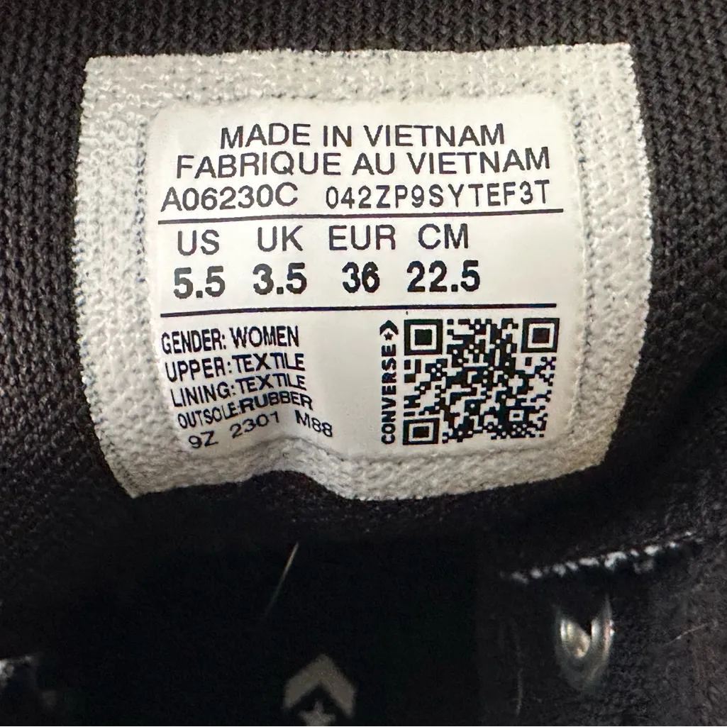 Converse Chuck Taylor black floral y2k All Star Hi Lift Platform shoes size 5.5 - Image 4