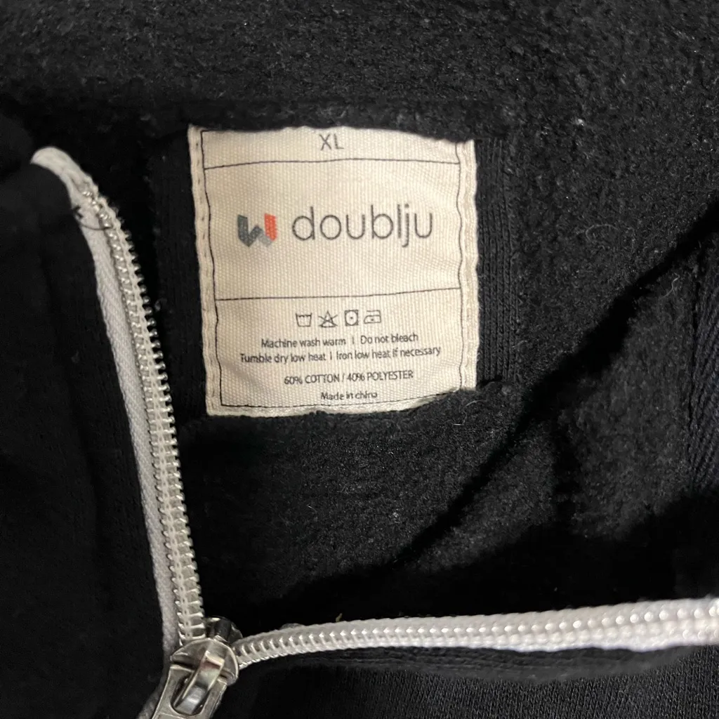 DOUBLJU Black Full Zip Up Hoodie Sweatshirt Women’s Sz XL EUC - Image 3