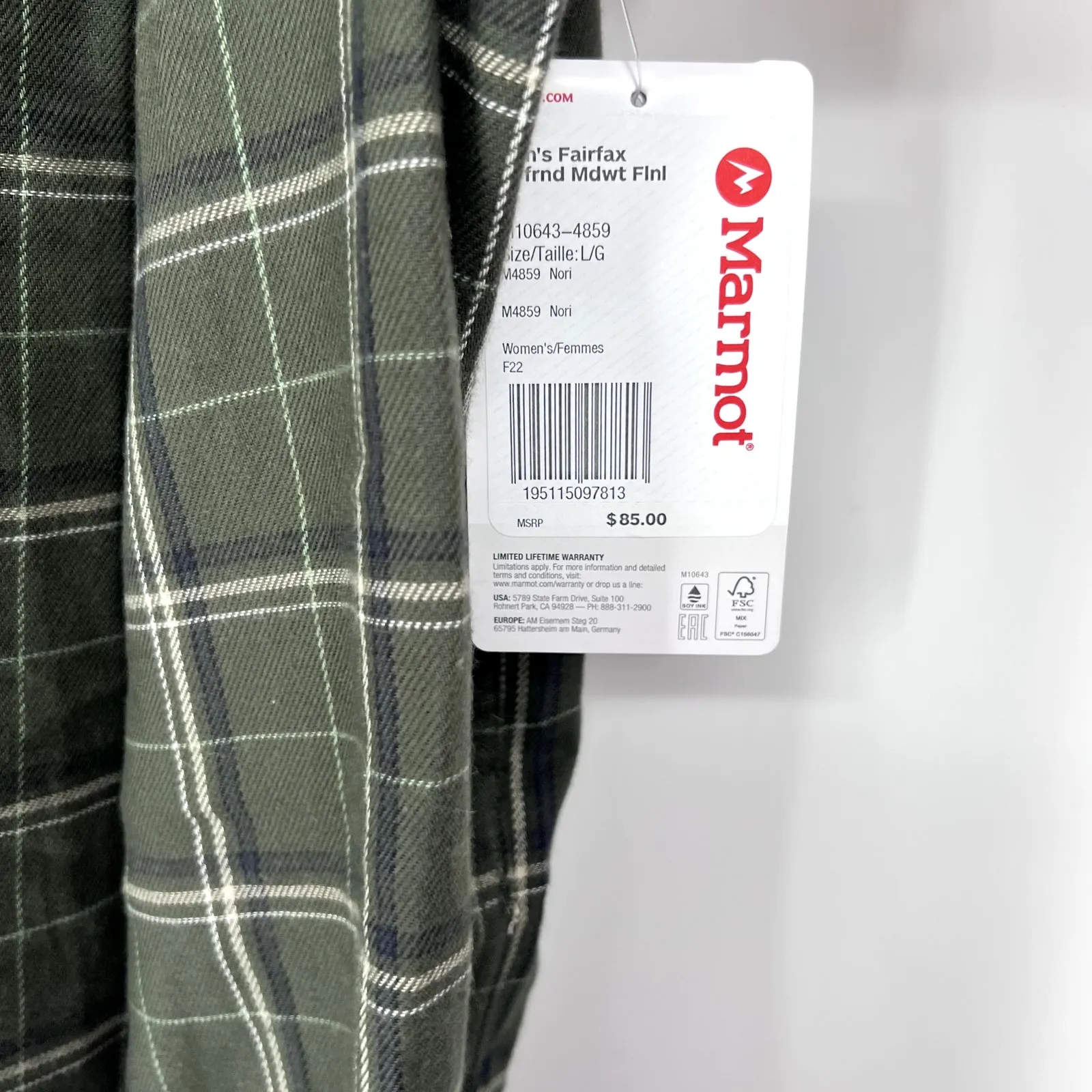 Marmot Fairfax Midweight Flannel Womens Size Large - Image 7